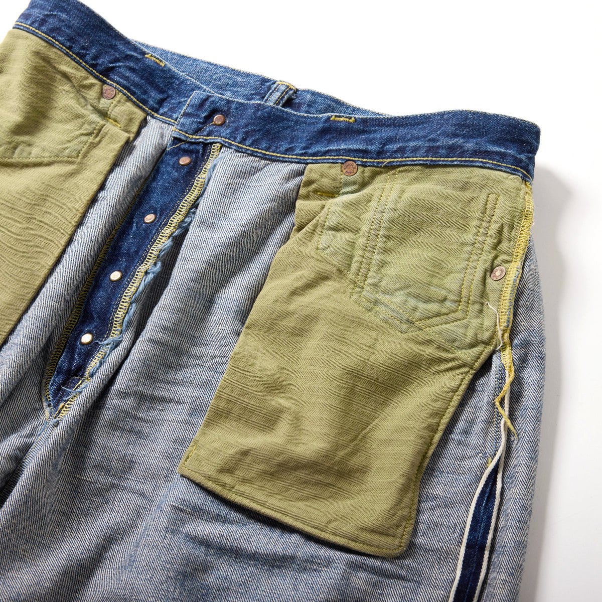 2026年9月19日入荷予定 / GL42676H / RECYCLED WASTE SUVIN COTTON YARN 11.5oz. DENIM 5POCKET WIDE PANTS WWⅡ MODEL VINTAGE WASHED