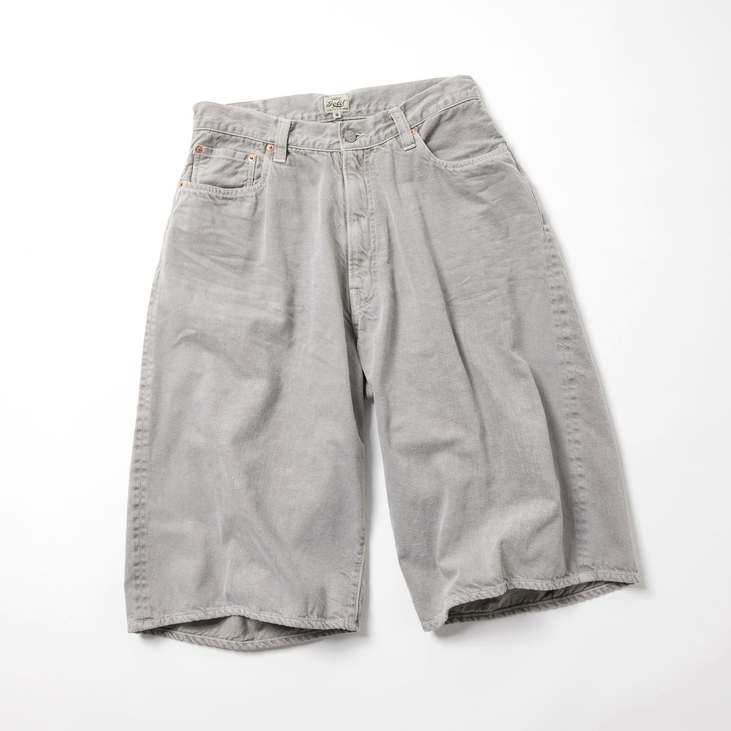 GL52633H / RECYCLED WASTE SUVIN COTTON YARN 11.5oz. DENIM 5POCKET WIDE SHORTS VINTAGE WASHED