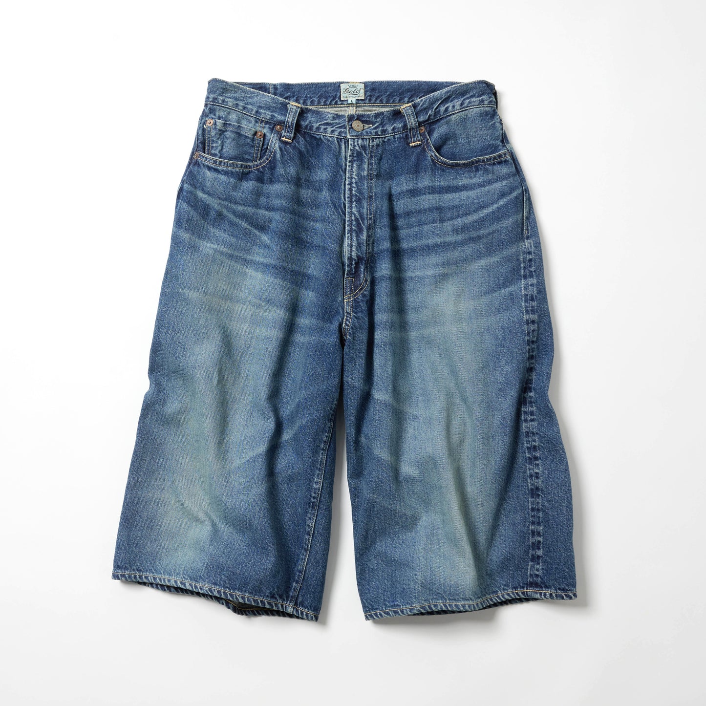 GL52633H / RECYCLED WASTE SUVIN COTTON YARN 11.5oz. DENIM 5POCKET WIDE SHORTS VINTAGE WASHED