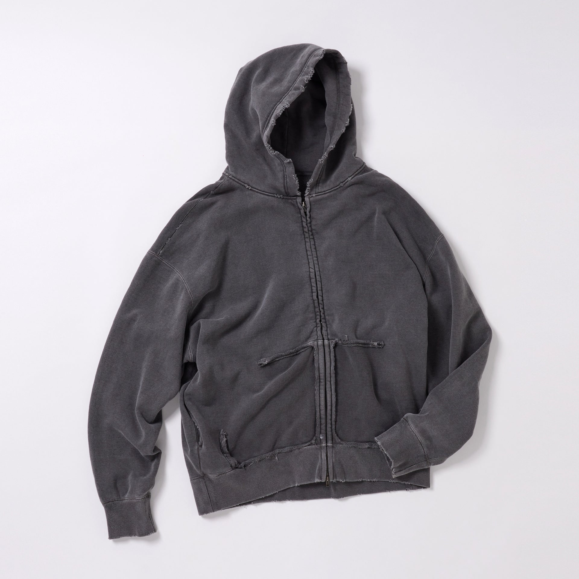 GL69307 / LOOPWHEEL SWEAT FULL ZIP PARKA DAMAGE AGED – gold